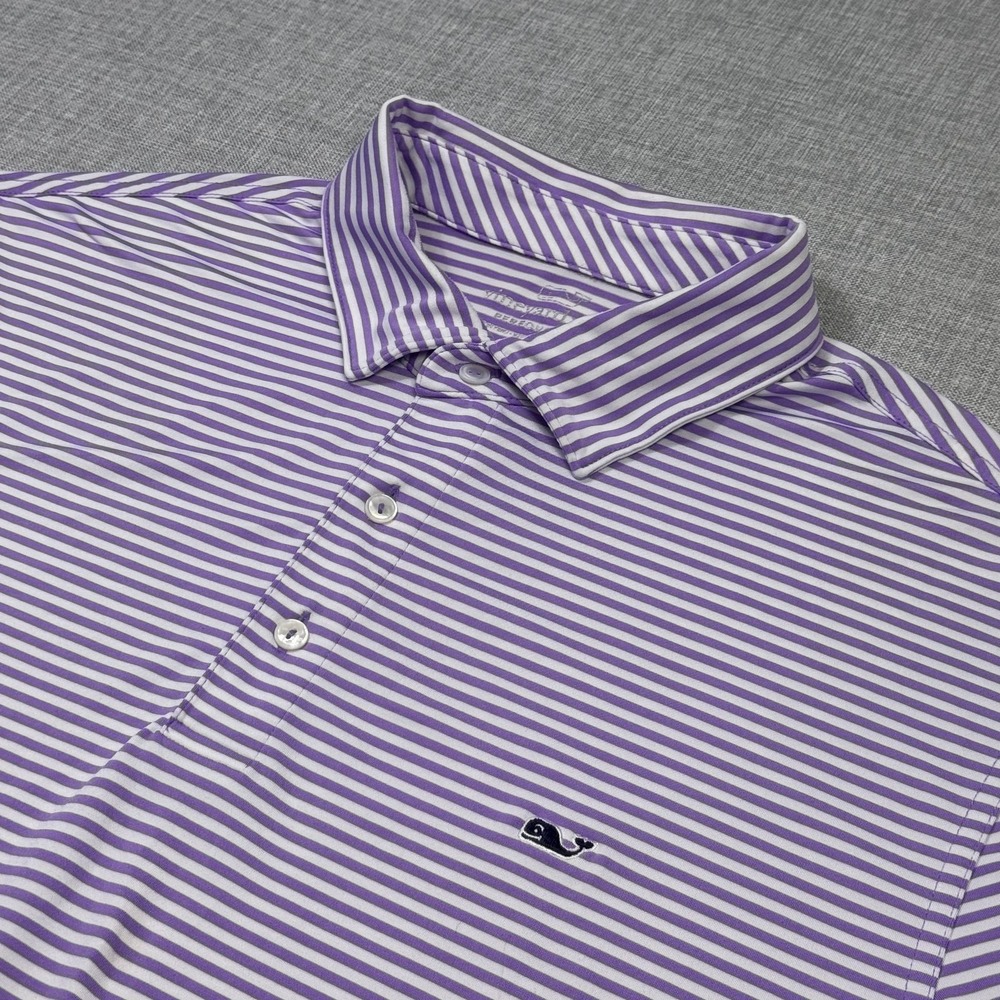 Vineyard Vines Performance Polo Shirt Mens XL Purple Striped Golf Polyester